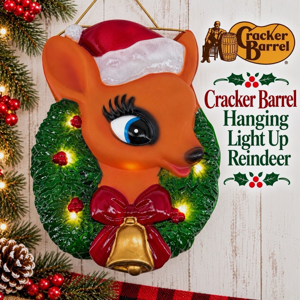 Cracker Barrel Hanging Light Up Reindeer Christmas Decor LED Timer 2014 Tested
